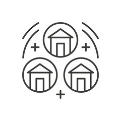 Real estate market choosing comparison purchase thin line art icon vector illustration