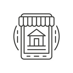 Real estate sale rent purchase online store mobile app thin line art icon vector illustration