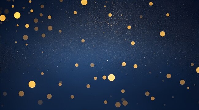 Golden lights shine particles bokey on navy blue background 