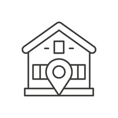 Real estate agency home address location index map pin thin line art icon vector illustration