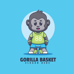 Gorilla basket illustration vector mascot logo 