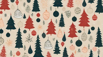 Christmast Seamless Pattern Background, Vector Illustration