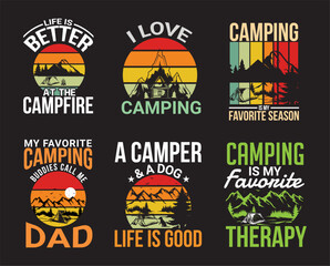  Camping, Campfire t shirt design bundle Collection