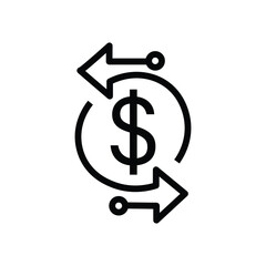 Currency conversion line icon. Dollar conversion outline vector illustration