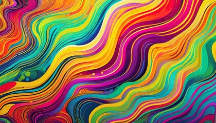 Colourful abstract vibrant gradient liquid art illustraion background with copy space 