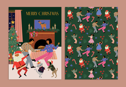 Festive Merry Christmas Greeting Card Layout