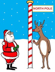 Black Santa Claus is at the North Pole