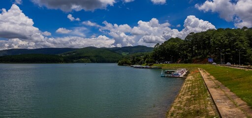 Panoramic view of Tuyen Lam Lake in Dalat, Vietnam