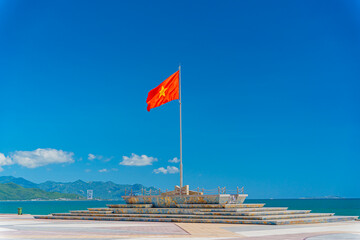 City Square in Nha Trang. The European quarter of a resort town in Vietnam. A square with a...