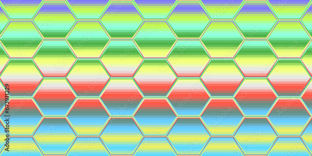Aufkleber multicoloured stripes with hexagonal mosaic tile pattern and distortion effect