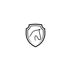 Abstract horse shield icon logo. Royal horse logo isolated on white background