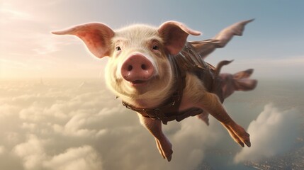 A flying pig.Generative AI - obrazy, fototapety, plakaty