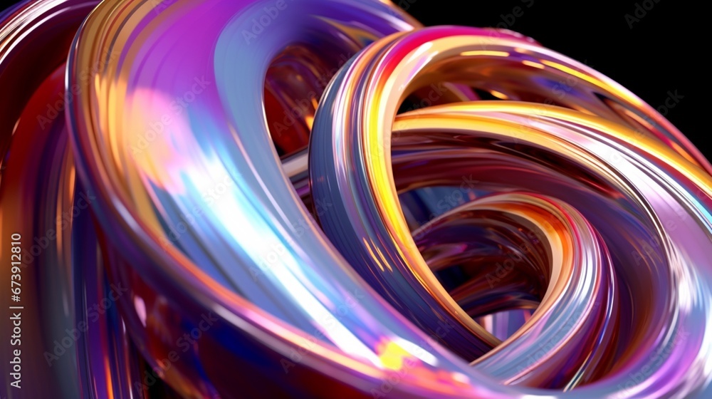 Poster abstract iridescent shape 3d rende.generative ai