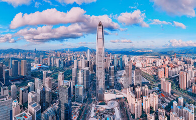 Aerial view of Skyline in Shenzhen city in China