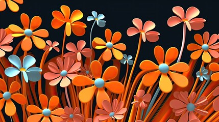 abstract 70's retro groovy flowers background