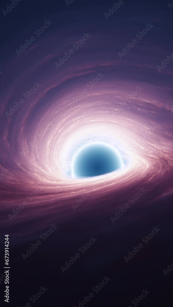 Sticker interstellar black hole with glowing accretion disk and singularity nucleus. concept 3d animation of