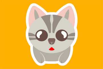 sticker gray cat with big eyes