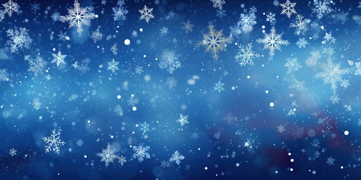 Christmas background with snowflakes and snow. Generative AI	
