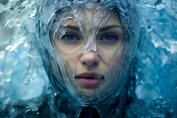 Queen of ice portrait as mother nature - obrazy, fototapety, plakaty