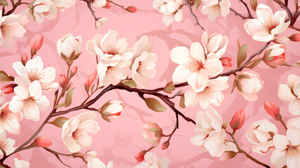 seamless floral pattern with pink flowers