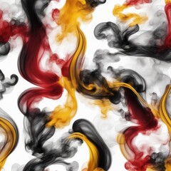 Colored smoke on a white background. Red, Black, Yellow, White