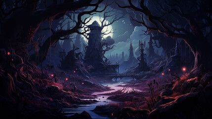 Fototapeta premium Magic forest in fantasy land 