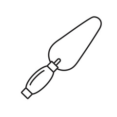 Vector illustration in flat style. Trowel icon, outline in doodle style