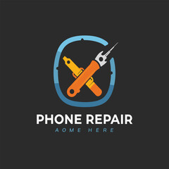 Circle logo for a phone repair service