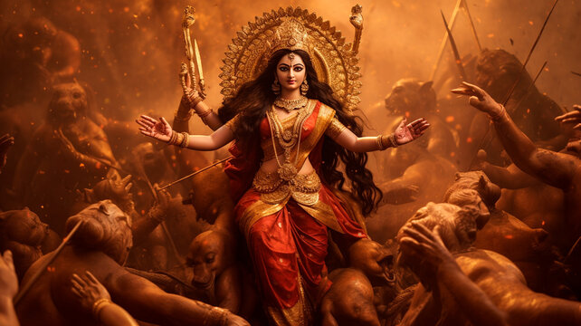 vector illustration of happy lord durga, festival of durga