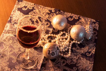 Close up shot of new year decorations. New year changing numbers. Holiday