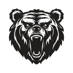 angry grizzly's face with a mouth open Print for Tshirts  vector art