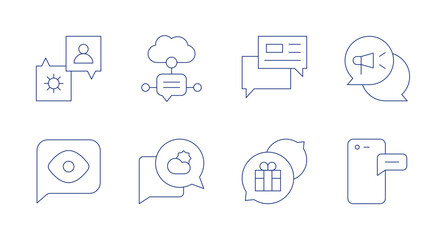 Chat icons. Editable stroke. Containing chat, speech bubble, weather, cloud.