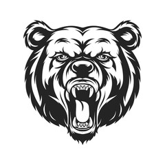 angry grizzly's face with a mouth open Print for Tshirts  vector art
