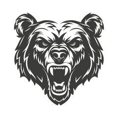 angry grizzly's face with a mouth open Print for Tshirts  vector art