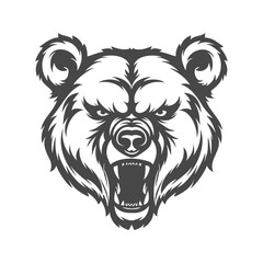 angry grizzly's face with a mouth open Print for Tshirts  vector art