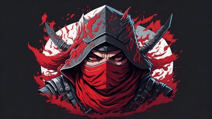 illustration design, ninja with spash on background