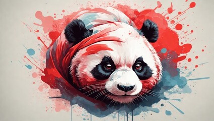 illustration design, panda ninja with spash on background