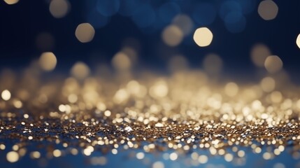 glitter vintage lights background. gold, silver, blue and blue. de-focused, Christmas Background, generative ai