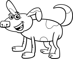 funny cartoon dog animal character coloring page