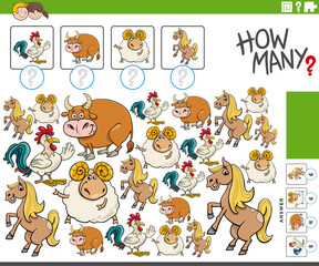 how many activity with cartoon farm animal characters