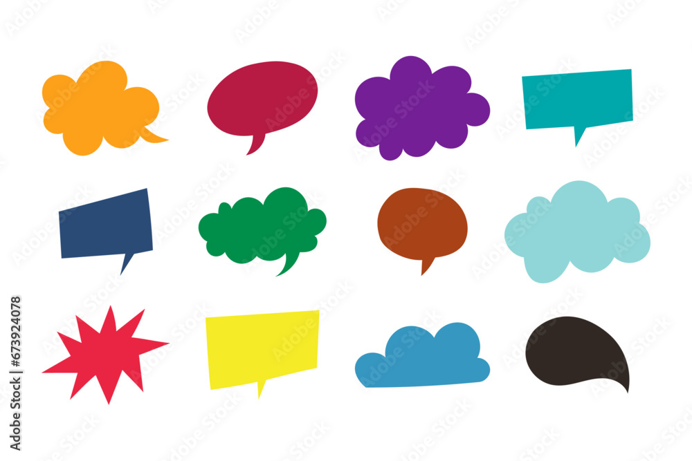 Poster set of colorful trendy bubble speech element