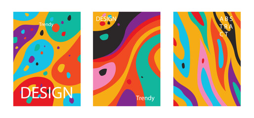 set of abstract trendy fluid poster design