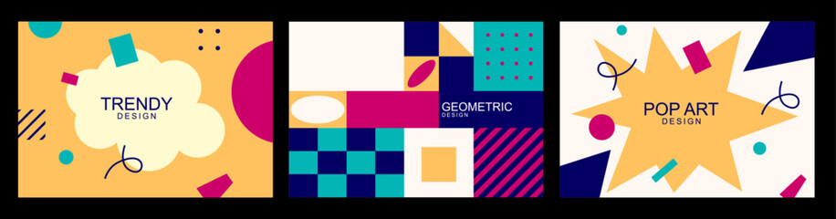 Fototapeta premium Set of trendy geometric poster template