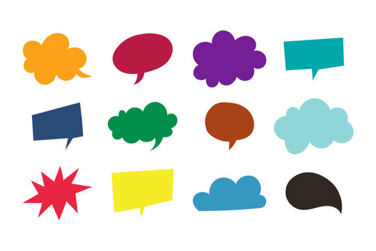 set of colorful trendy bubble speech element