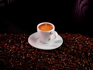 Espressotasse, Kaffee, Tasse, Kaffeebohnen, close up, 
