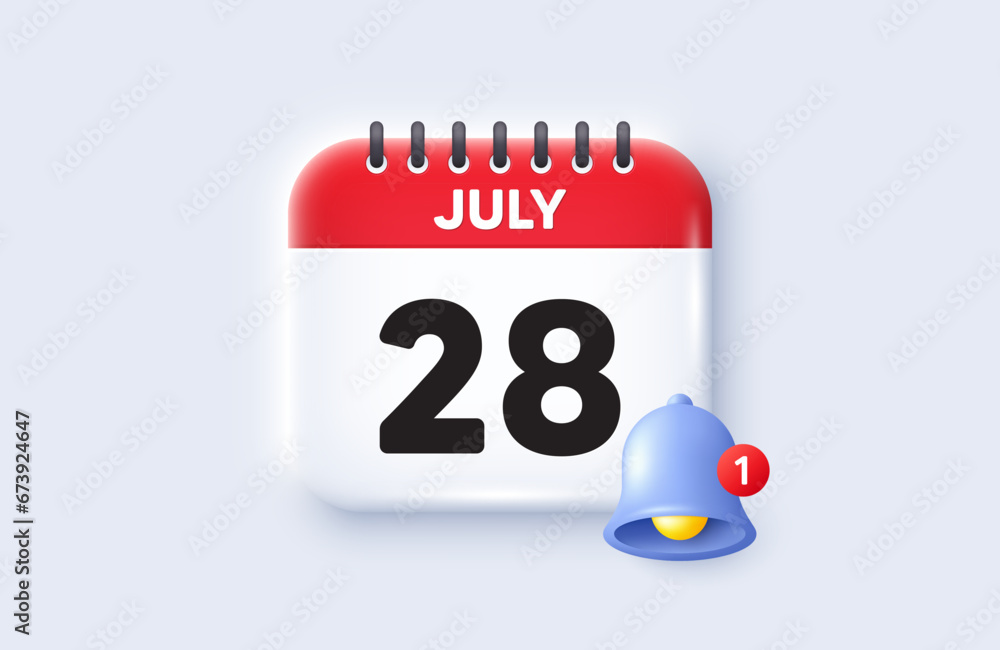 Poster 28th day of the month icon. calendar date 3d icon. event schedule date. meeting appointment time. 28