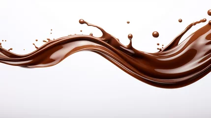 Foto op Plexiglas  respingo líquido de chocolate em um fundo branco com espaço de cópia © Alexandre
