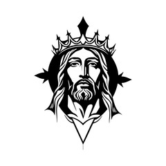 Jesus, Crown, Tattoo Design, Drawing, Silhouette, Face, Strong Jesus, God, Jesus Face Logo, Jesus Symbol