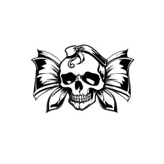 Skull Bow, Skull Head Tattoo Design, Skull Tattoo