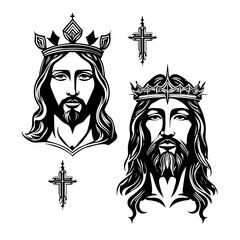 Jesus, Crown, Tattoo Design, Drawing, Silhouette, Face, Strong Jesus, God, Jesus Face Logo, Jesus Symbol